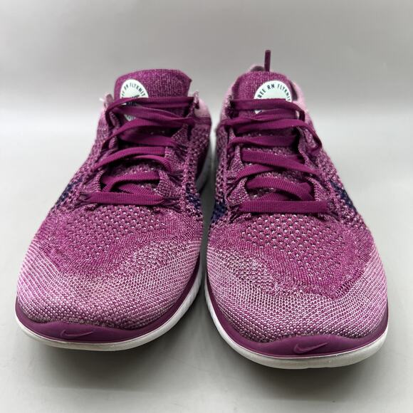 Nike Free RN Flyknit Running Shoes Women Size 9 Purple Lightweight Low Sneakers - Picture 2 of 8